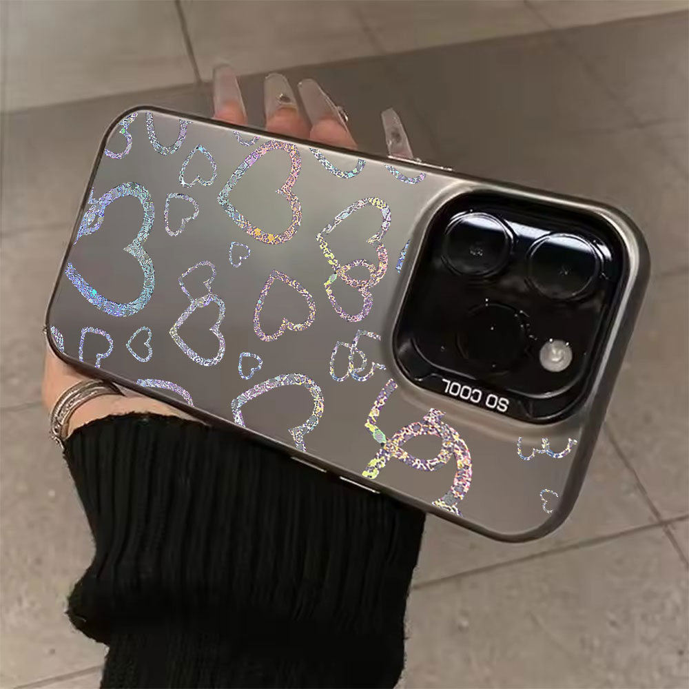 Apple Iphone 15 Pro Max - Bunte Hartschalenhülle mit Herzmuster für iPhone