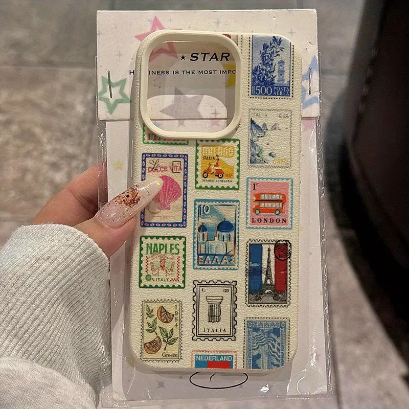 Apple Iphone 15 Pro Max - Lebendige Retro-Stempel-Lichee-Design-Handyhülle für iPhone 18 17